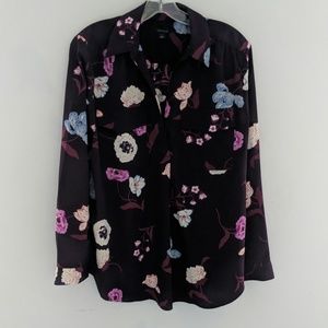 Ann Taylor purple floral long sleeve to EUC sz L